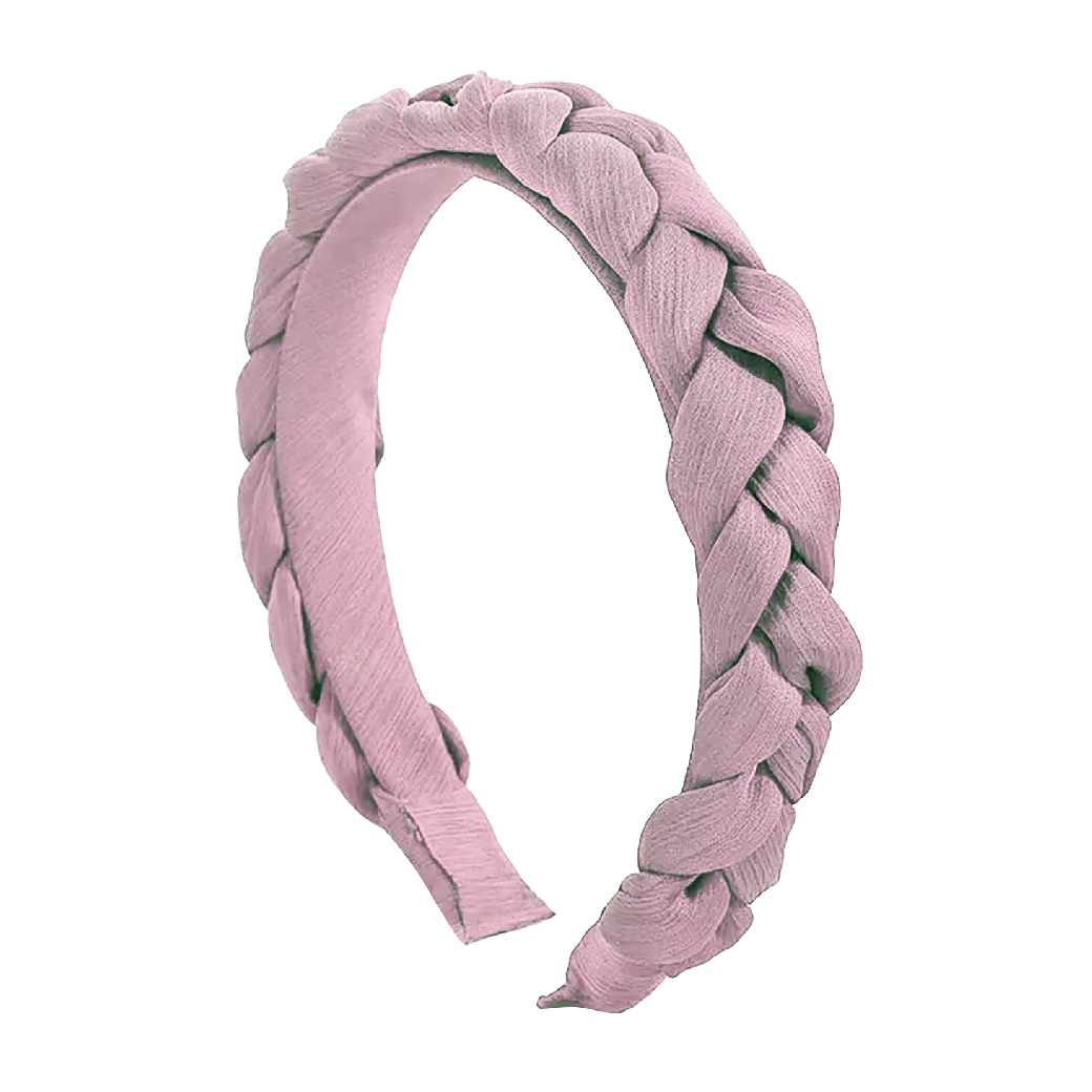'Olivia' Crepe Braided Headband in Light Pink